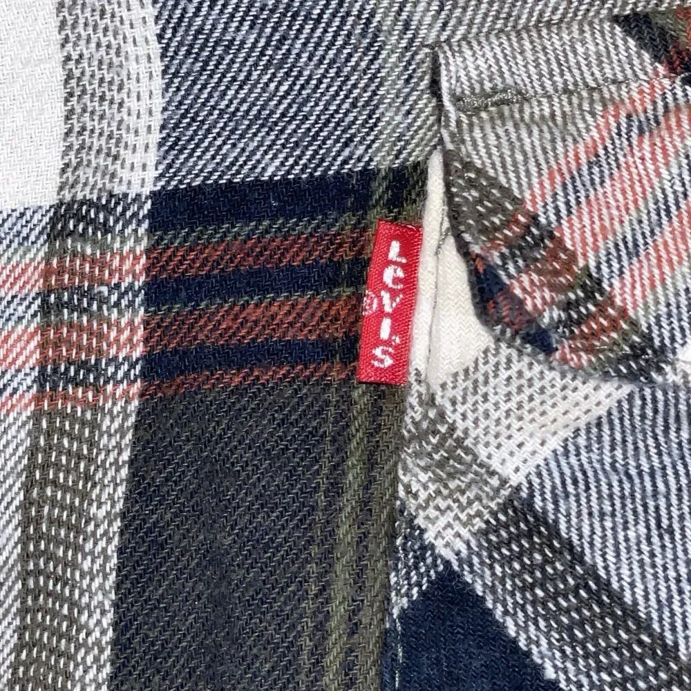 Levi’s Strauss & Co. Jeanswear Plaid Long Sleeve Shirt Mens XL OLIVE GREEN WHITE